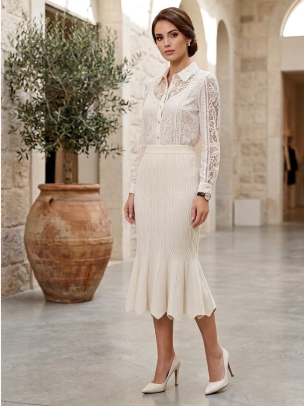 Brian Bailey Luxury Knit Mermaid Trumpet Midi Skirt - XXL (Rare)